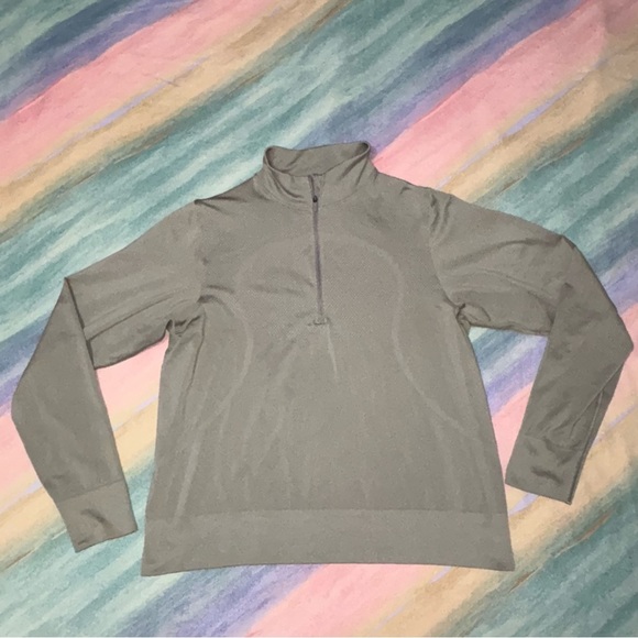Lululemon Swiftly Relaxed Half Zip Gull Grey / White size 12 - Picture 3 of 7